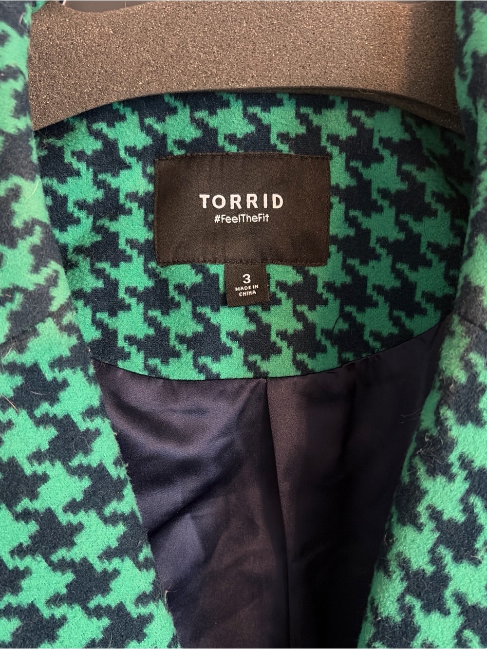 torrid Green and Black Houndstooth Trench Coat - Picture 2 of 6